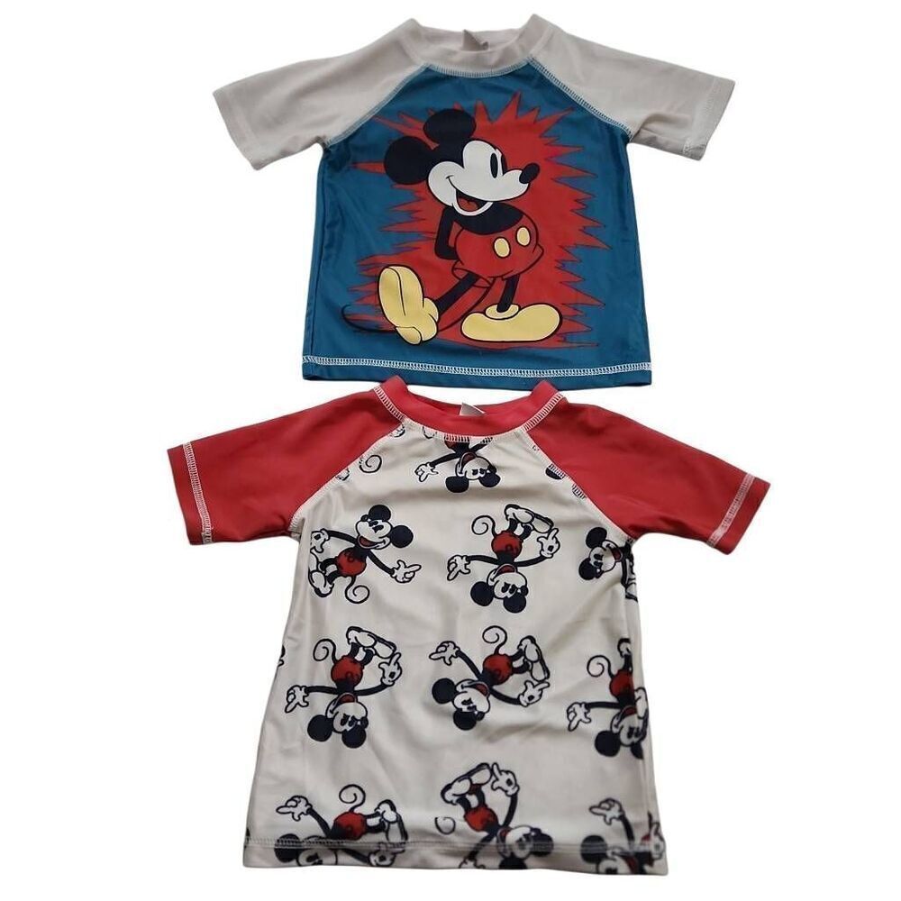 Junk Food Boys Size 3T Disney Mickey Red Blue Stretch Short Sleeve Shirts